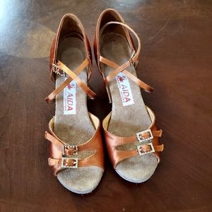 AIDA Professional competition ballroom dance shoes 2 inch flare heel cross strap